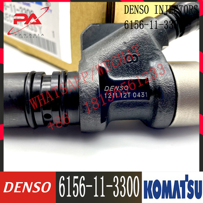 Denso Komatsu ekskavatör için 6D125 Motor Yakıt Enjektörü 6156-11-3300 095000-1211
